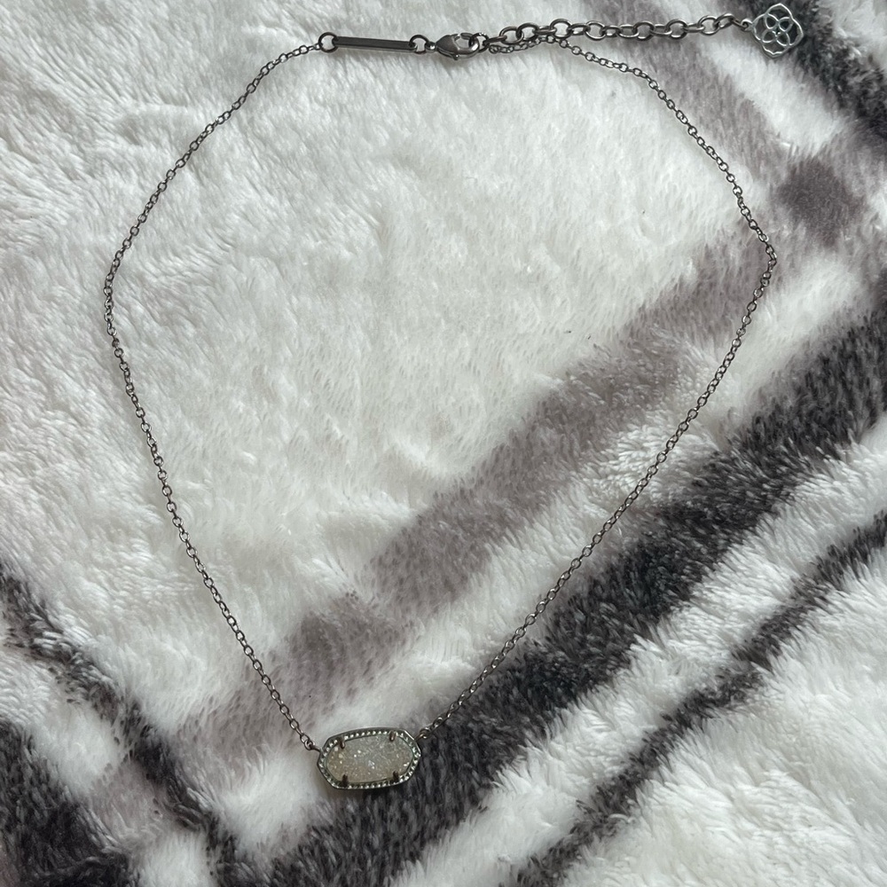 Kendra Scott Silver Necklace with White Pendant